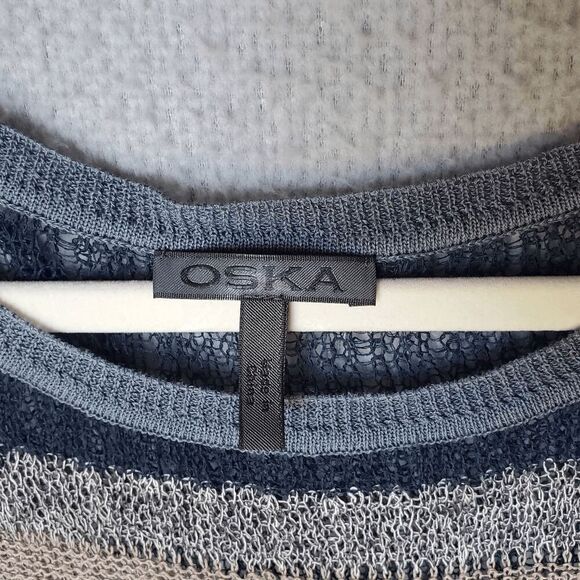 Oska Women's Loose Knit Crew Neck Long Sleeve Pullove Sheer Sweater 1 US 6/8 - Picture 3 of 5